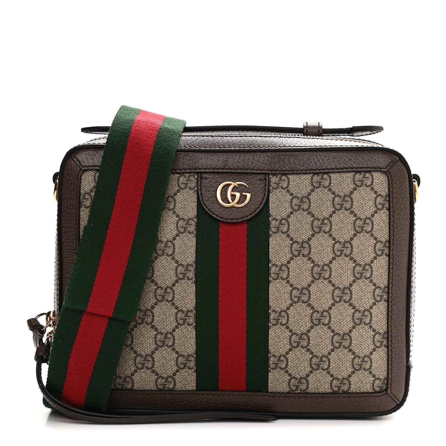 Gucci GG Supreme Web Small Ophidia Top Handle Shoulder Bag Brown 1 of 10