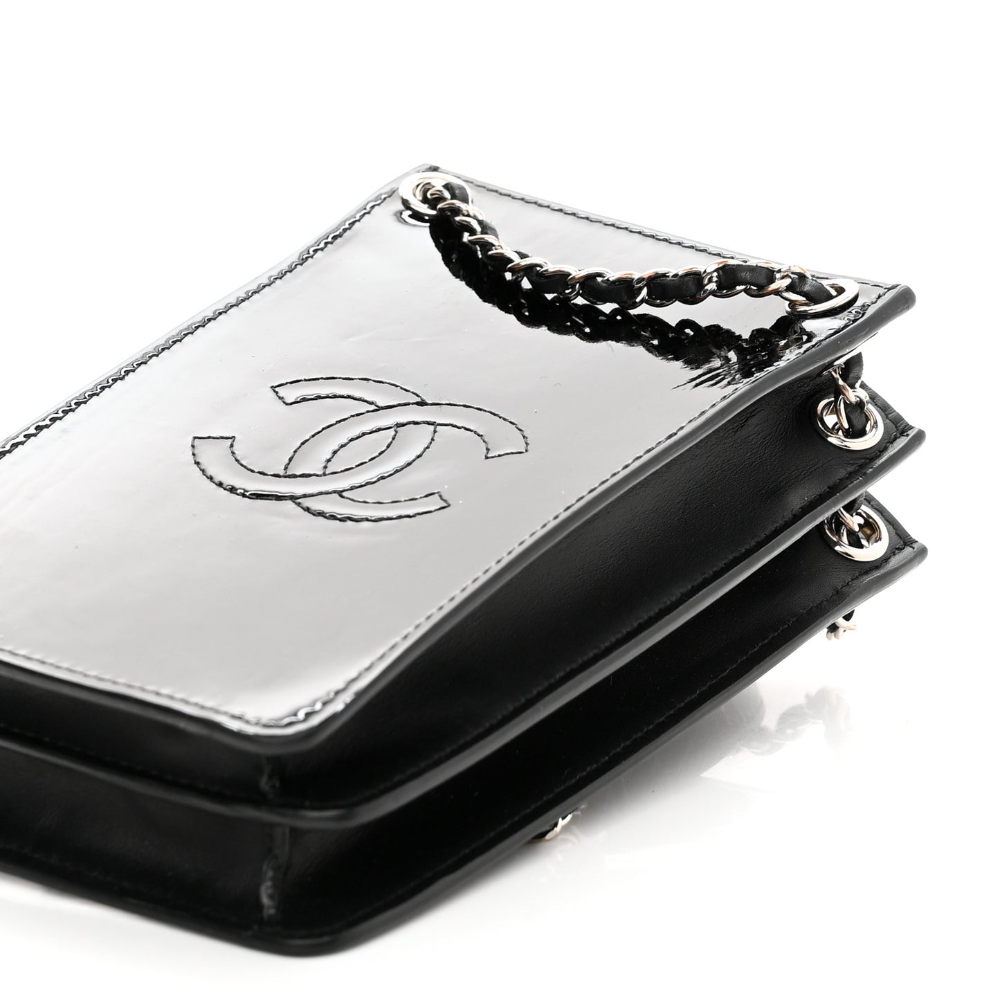 Patent CC Phone Holder Crossbody Black