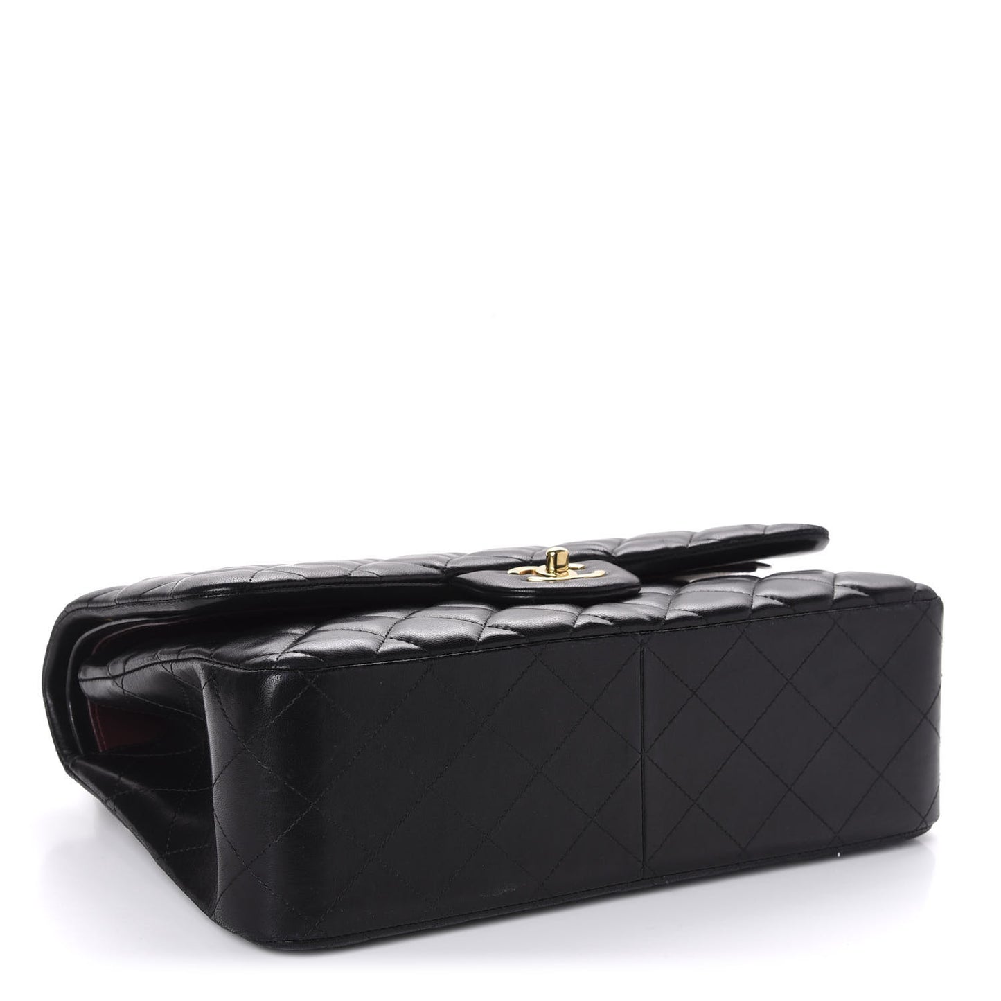 Lambskin Quilted Jumbo Double Flap Black