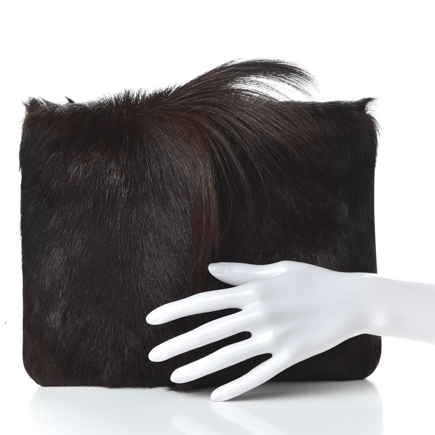 Springbok Fur Large Chieko Clutch Dark Brown