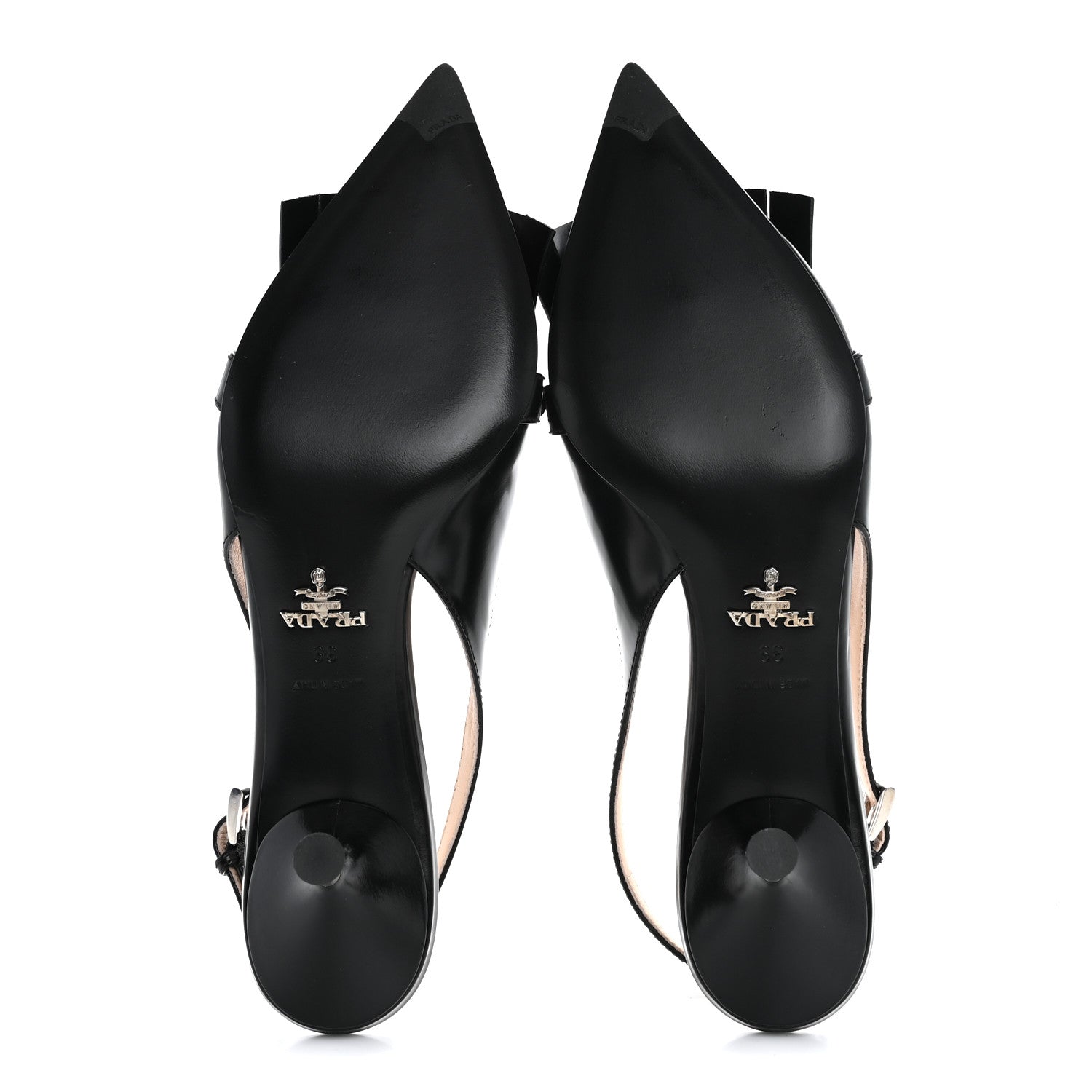 Prada Spazzolato Studded Slingback Pumps 39 Black 6 of 10
