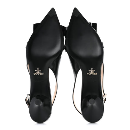 Prada Spazzolato Studded Slingback Pumps 39 Black 6 of 10
