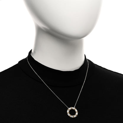 Tiffany 18K Yellow Gold Platinum Diamond Schlumberger Sixteen Stone Circle Pendant Necklace 2 of 5
