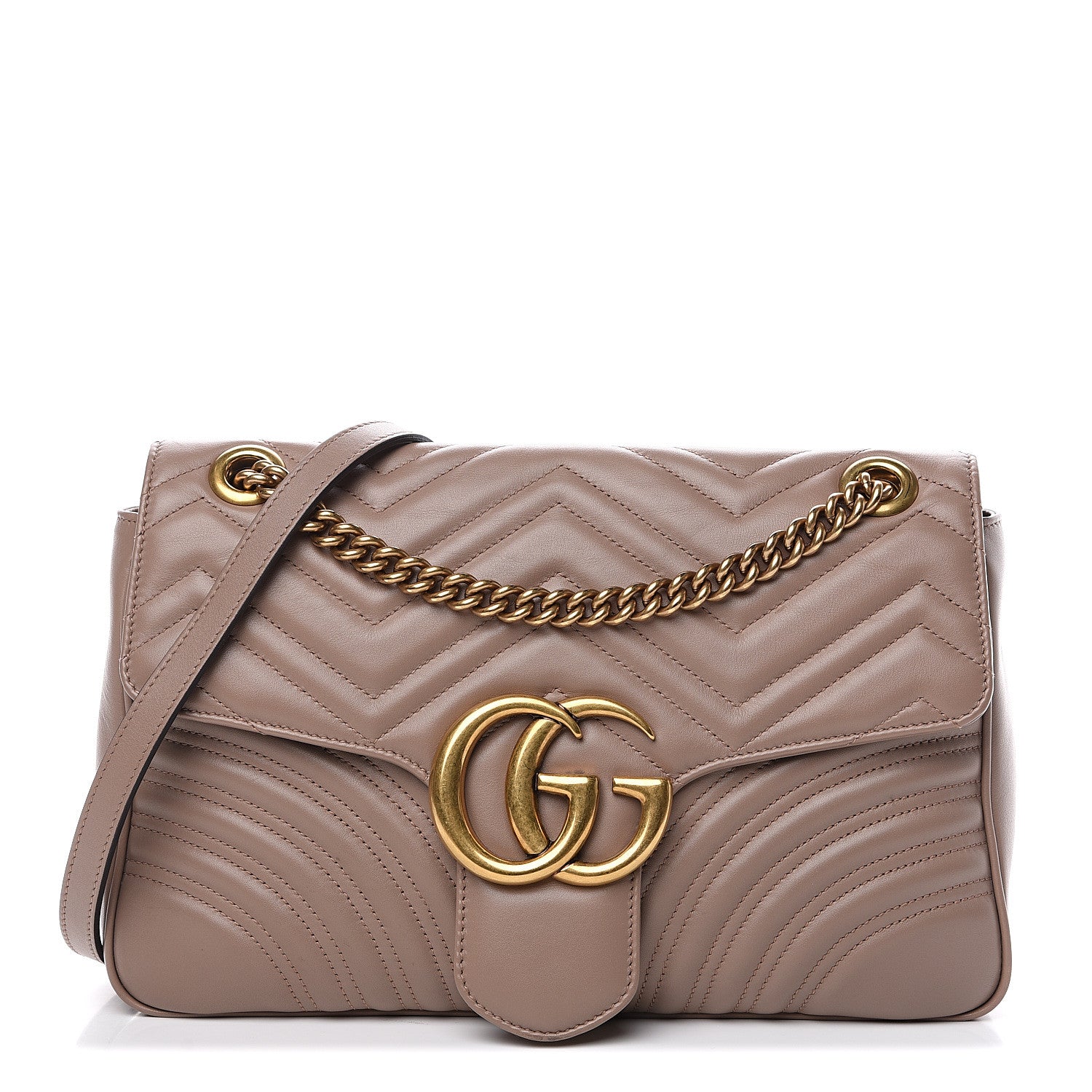 Gucci Calfskin Matelasse Medium GG Marmont Shoulder Bag Porcelain Rose 1 of 12
