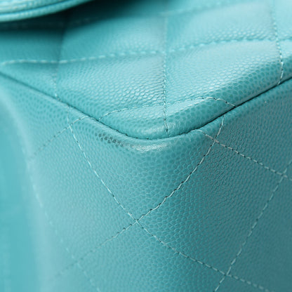 Chanel Caviar Quilted Jumbo Double Flap Turquoise 9 of 13