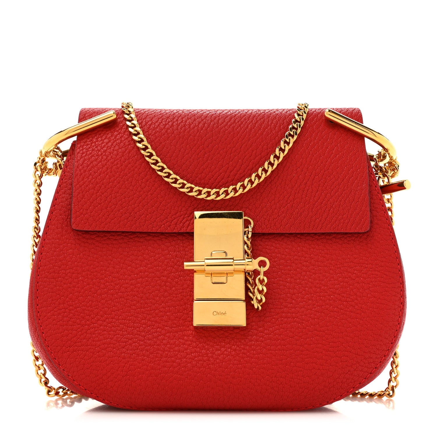 Chloe Grained Lambskin Drew Shoulder Bag Plaid Red 1 of 11