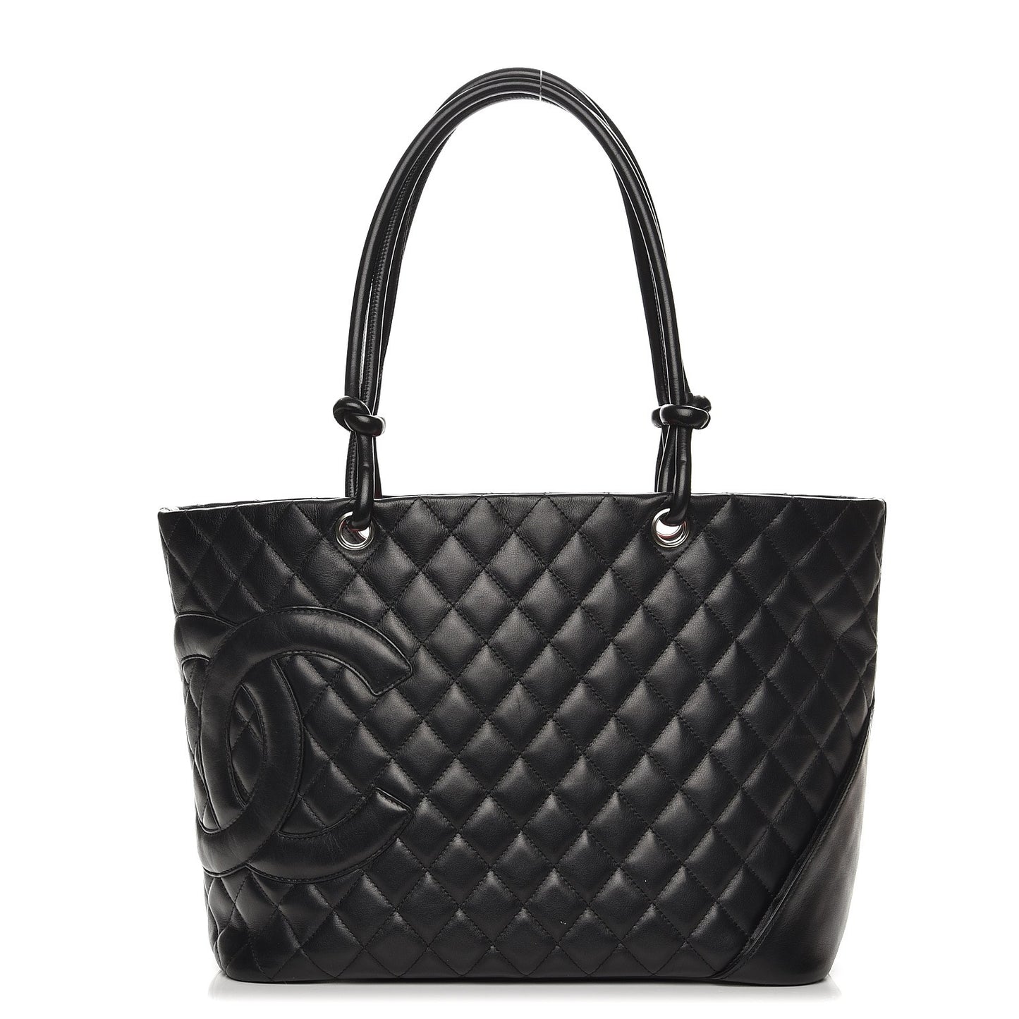 Calfskin Quilted Large Cambon Tote Black