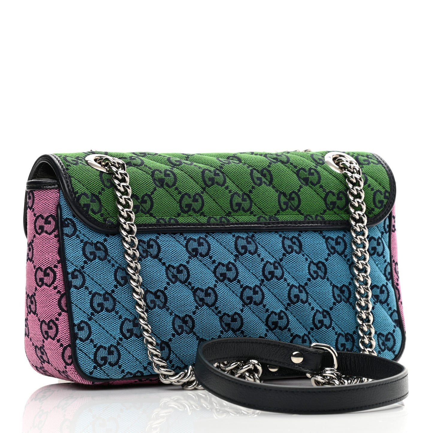Monogram Multicolor Matelasse Diagonal Small GG Marmont Shoulder Bag Green Blue Yellow Light Blue Pink