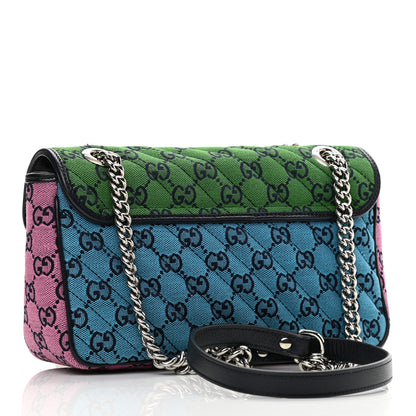 Gucci Monogram Multicolor Matelasse Diagonal Small GG Marmont Shoulder Bag Green Blue Yellow Light Blue Pink 1 of 9
