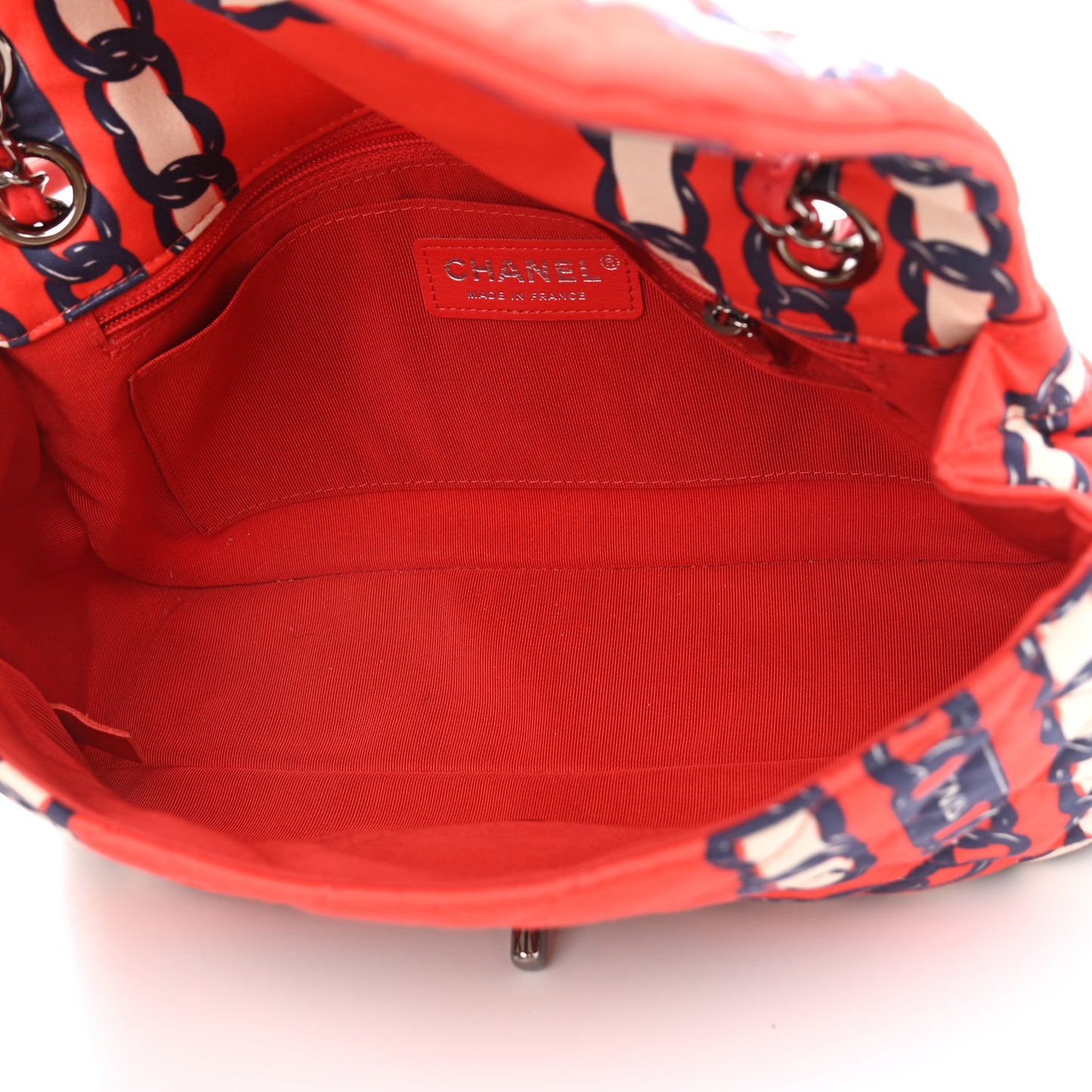Silk Chain Printed Medium Single Flap Red