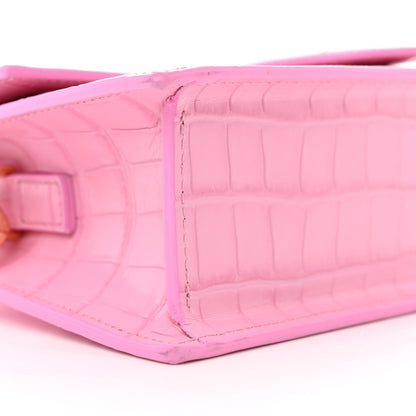 Jacquemus Calfskin Crocodile Embossed Le Grand Bambino Pink 8 of 9