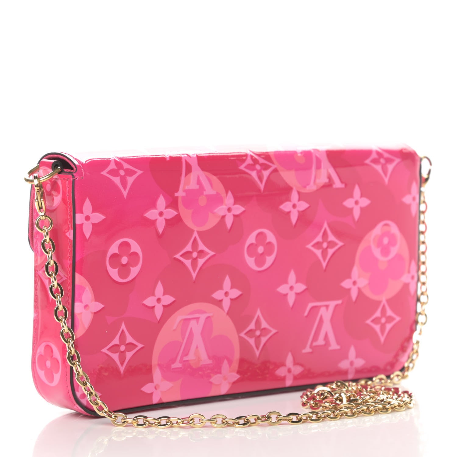 Louis Vuitton Vernis Valentine Pochette Felicie Chain Wallet Fuchsia 4 of 13