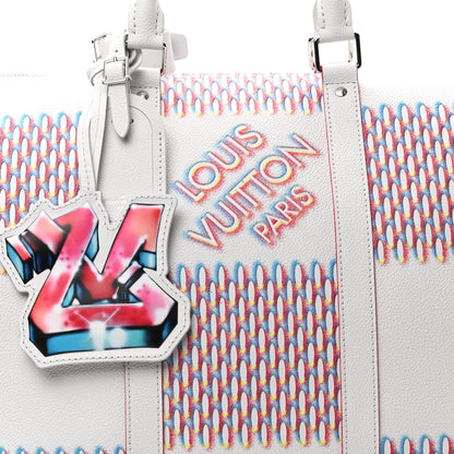 Louis Vuitton Cowhide Damier Spray Keepall Bandouliere 50B White 6 of 8