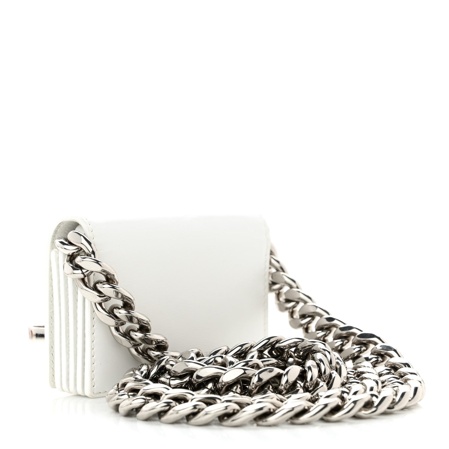 Alexander McQueen Smooth Calfskin Micro The Four Ring Knuckle Chain Shoulder Bag White 3 of 11