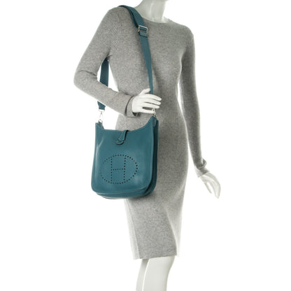 Hermes Taurillon Clemence Evelyne III PM Blue Jean 2 of 7