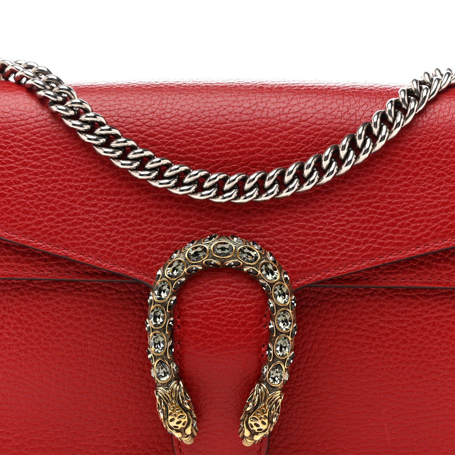 Gucci Dollar Calfskin Swarovski Crystal Small Dionysus Shoulder Bag Hibiscus Red 8 of 13