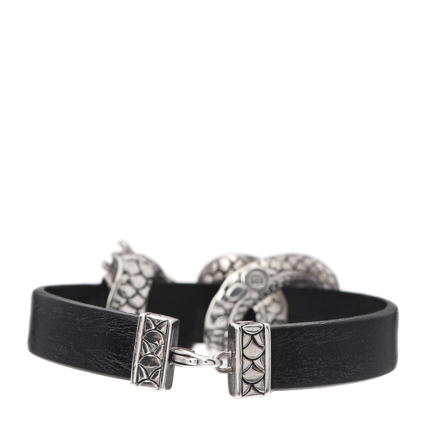 Sterling Silver Calfskin Naga Dragon Bracelet Black