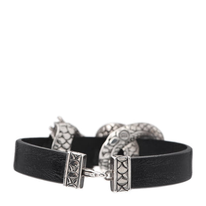 John Hardy Sterling Silver Calfskin Naga Dragon Bracelet Black 3 of 4