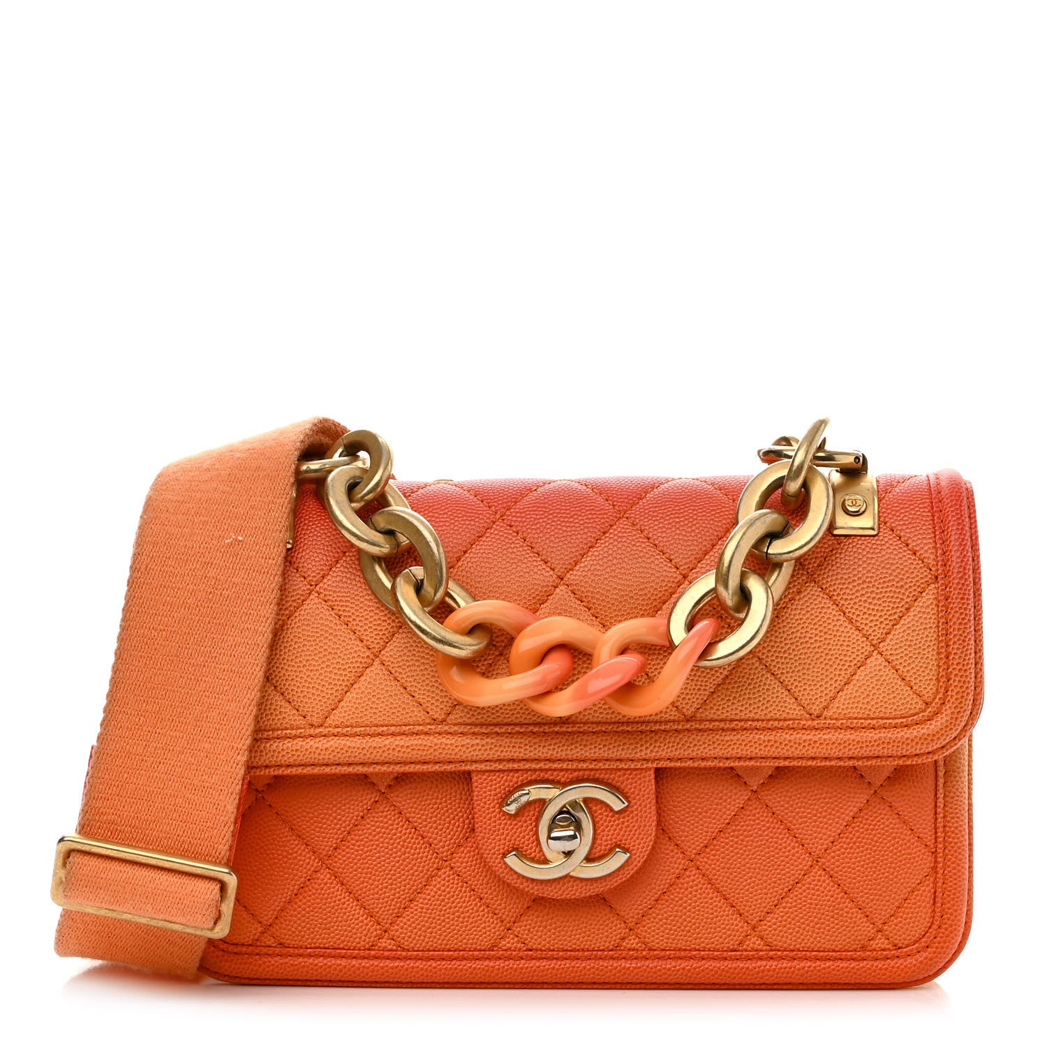 Chanel Caviar Quilted Small Sunset On The Sea Flap Orange 1 of 13