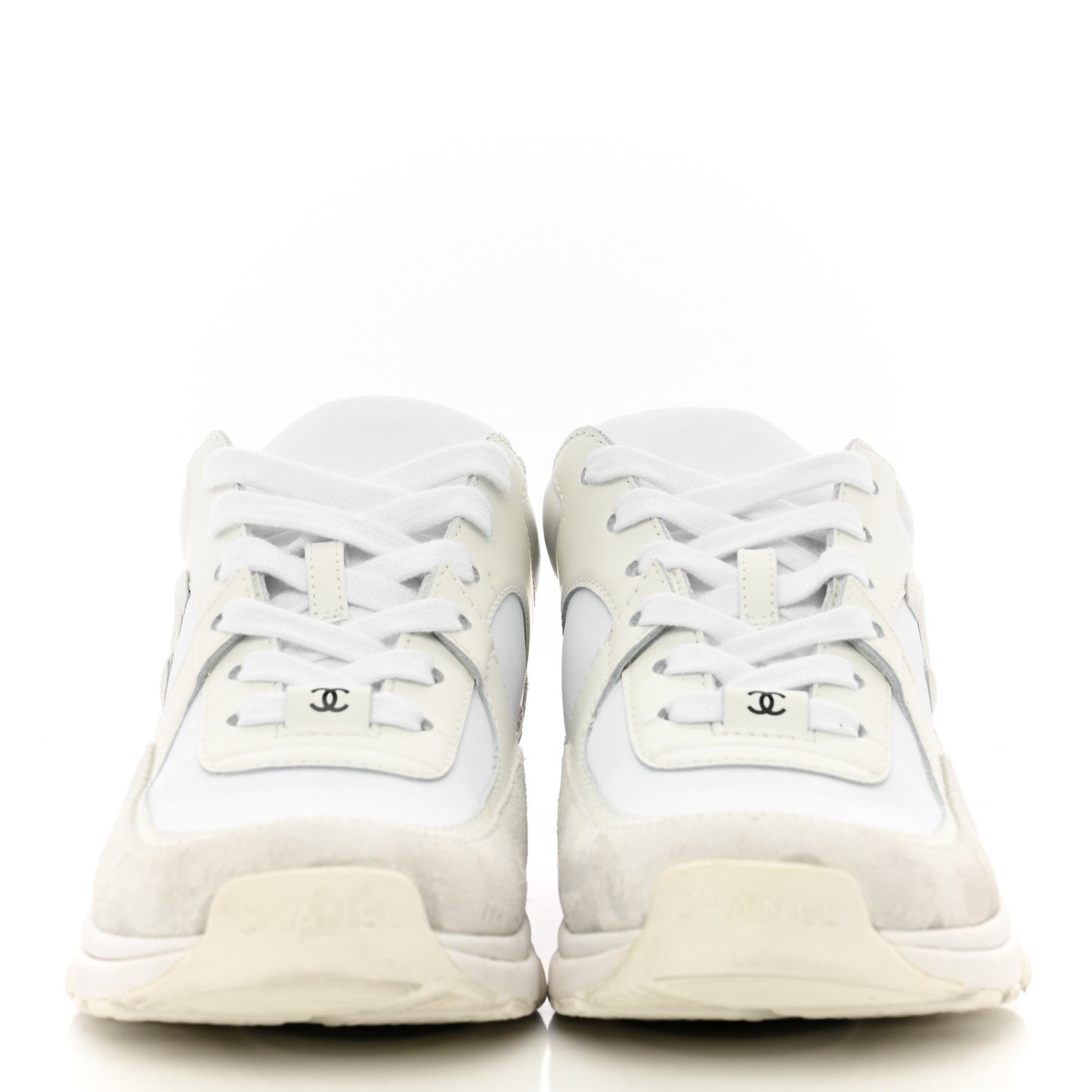Suede Calfskin Fabric CC Sneakers 35.5 White