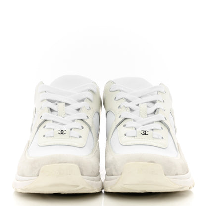 Chanel Suede Calfskin Fabric CC Sneakers 35.5 White 2 of 17