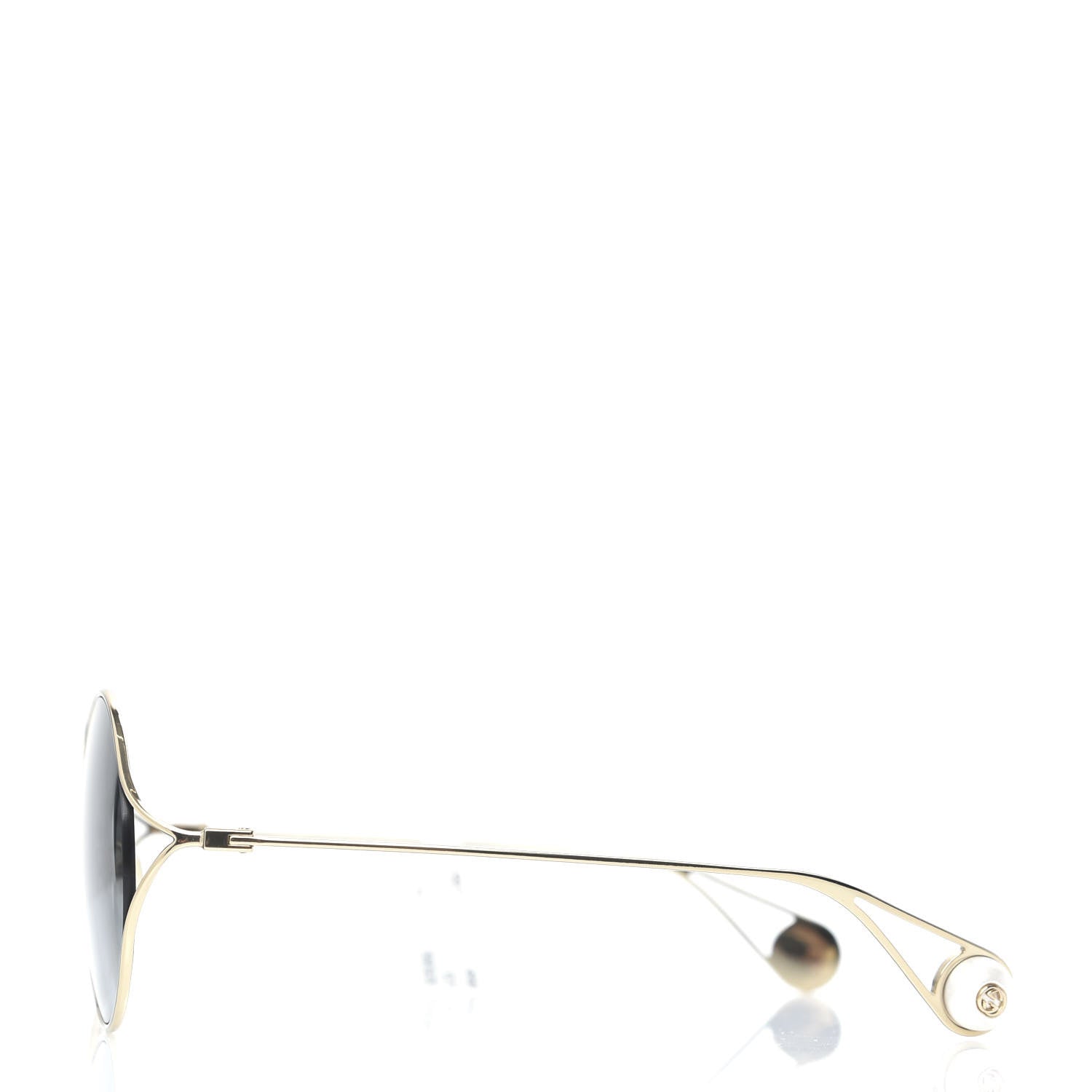 Gucci Metal Round Pearl Tip Sunglasses GG0253S Gold 2 of 7