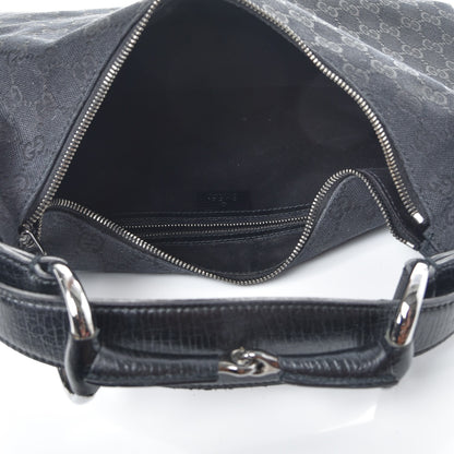 Gucci Monogram Medium Horsebit Chain Hobo Black 5 of 12