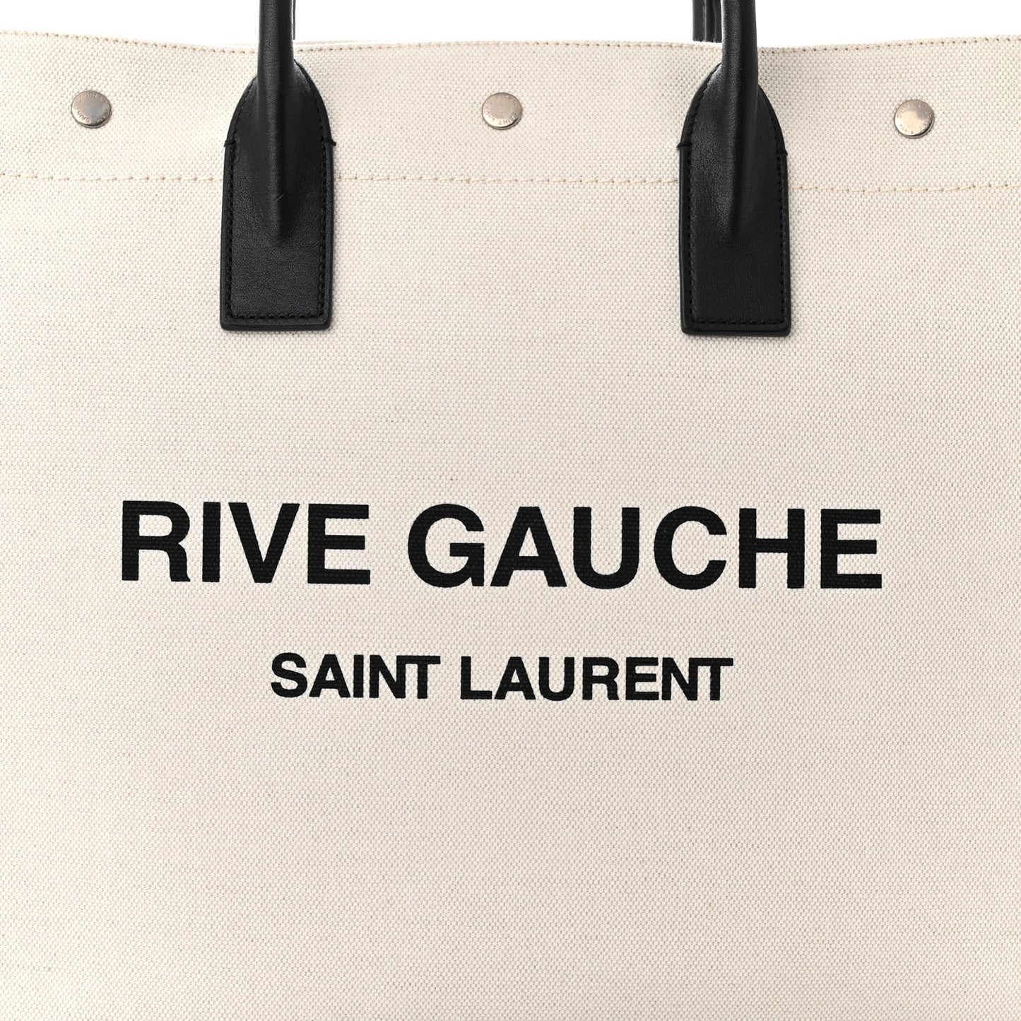 Linen Calfskin Rive Gauche North South Tote White Black