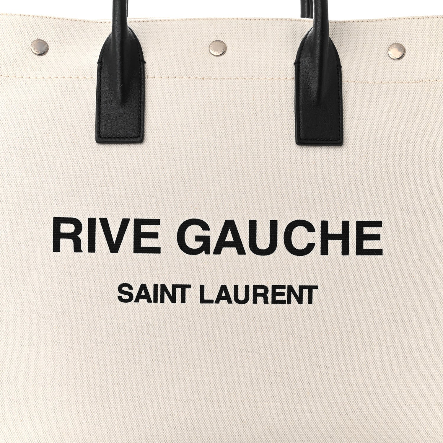 Saint Laurent Linen Calfskin Rive Gauche North South Tote White Black 7 of 10