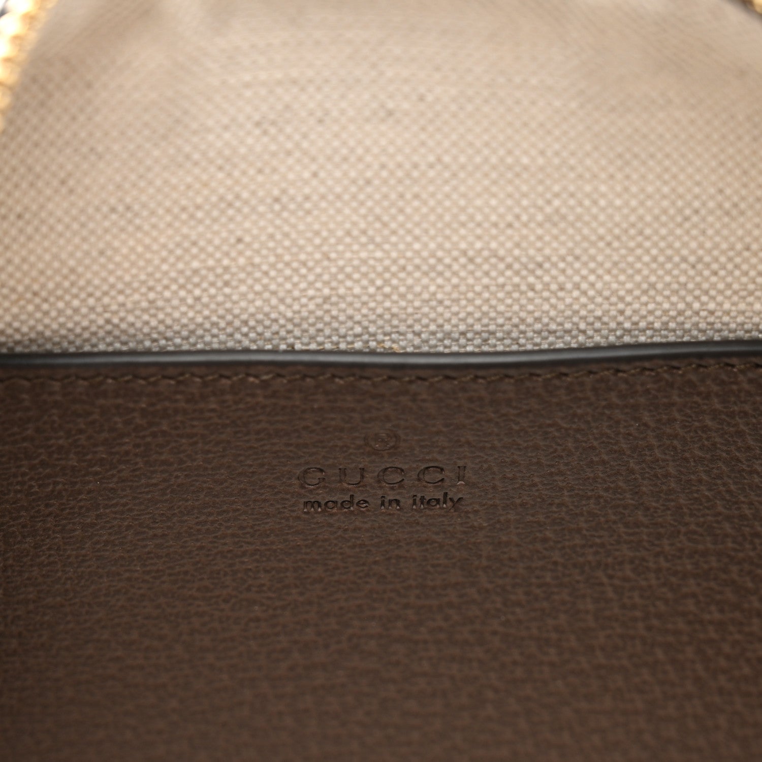 Gucci GG Supreme Monogram Textured Dollar Calfskin Web Mini Ophidia Top Handle Bowler Bag Beige Ebony New Acero 6 of 11