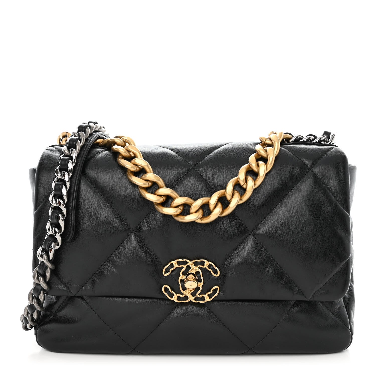 Chanel Goatskin Quilted Large Chanel 19 Flap Black 1 of 10