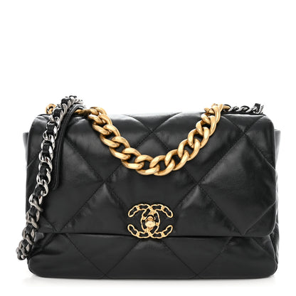 Chanel Goatskin Quilted Large Chanel 19 Flap Black 1 of 10