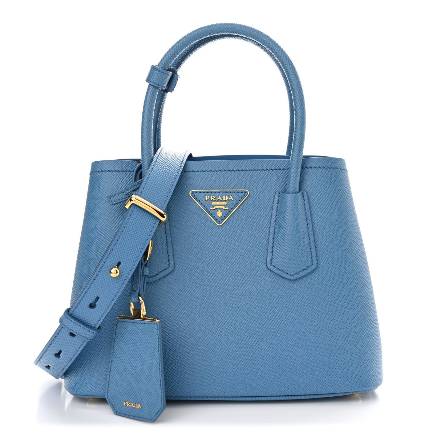 Saffiano Cuir Mini Double Bag Cobalto