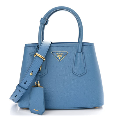 Prada Saffiano Cuir Mini Double Bag Cobalto 1 of 10