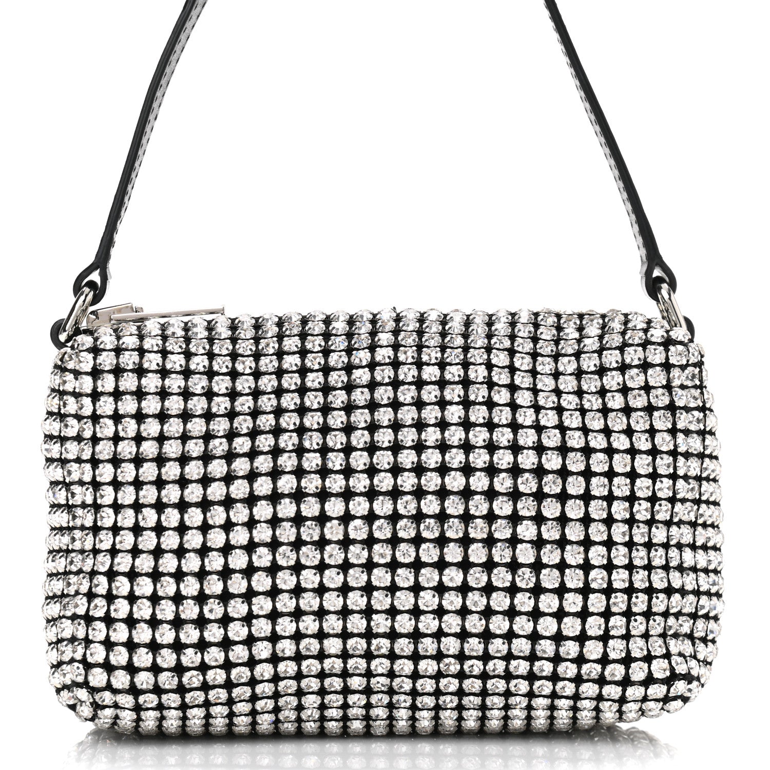 Alexander Wang Mesh Crystal Rhinestone Mini Heiress Pouch Black Silver 9 of 9