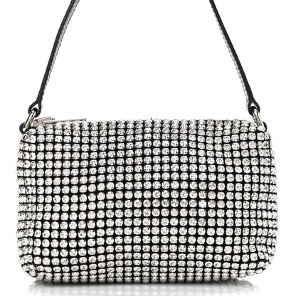 Alexander Wang Mesh Crystal Rhinestone Mini Heiress Pouch Black Silver 9 of 9