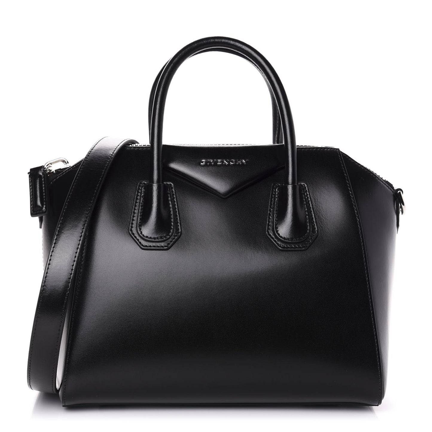 Shiny Lord Calfskin Small Antigona Black