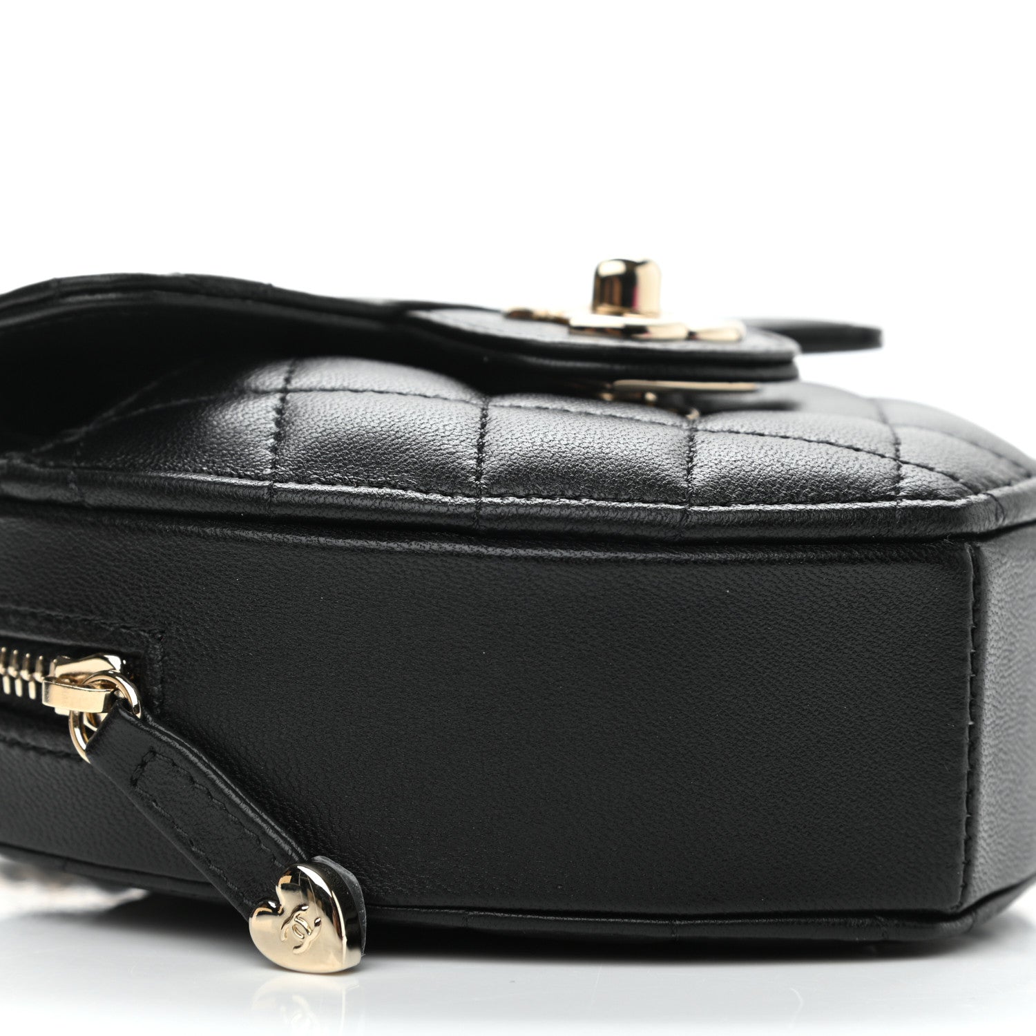 Chanel Lambskin Quilted CC In Love Heart Clutch With Chain Black 7 of 9