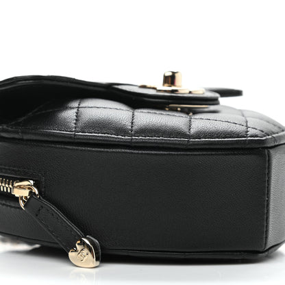 Chanel Lambskin Quilted CC In Love Heart Clutch With Chain Black 7 of 9