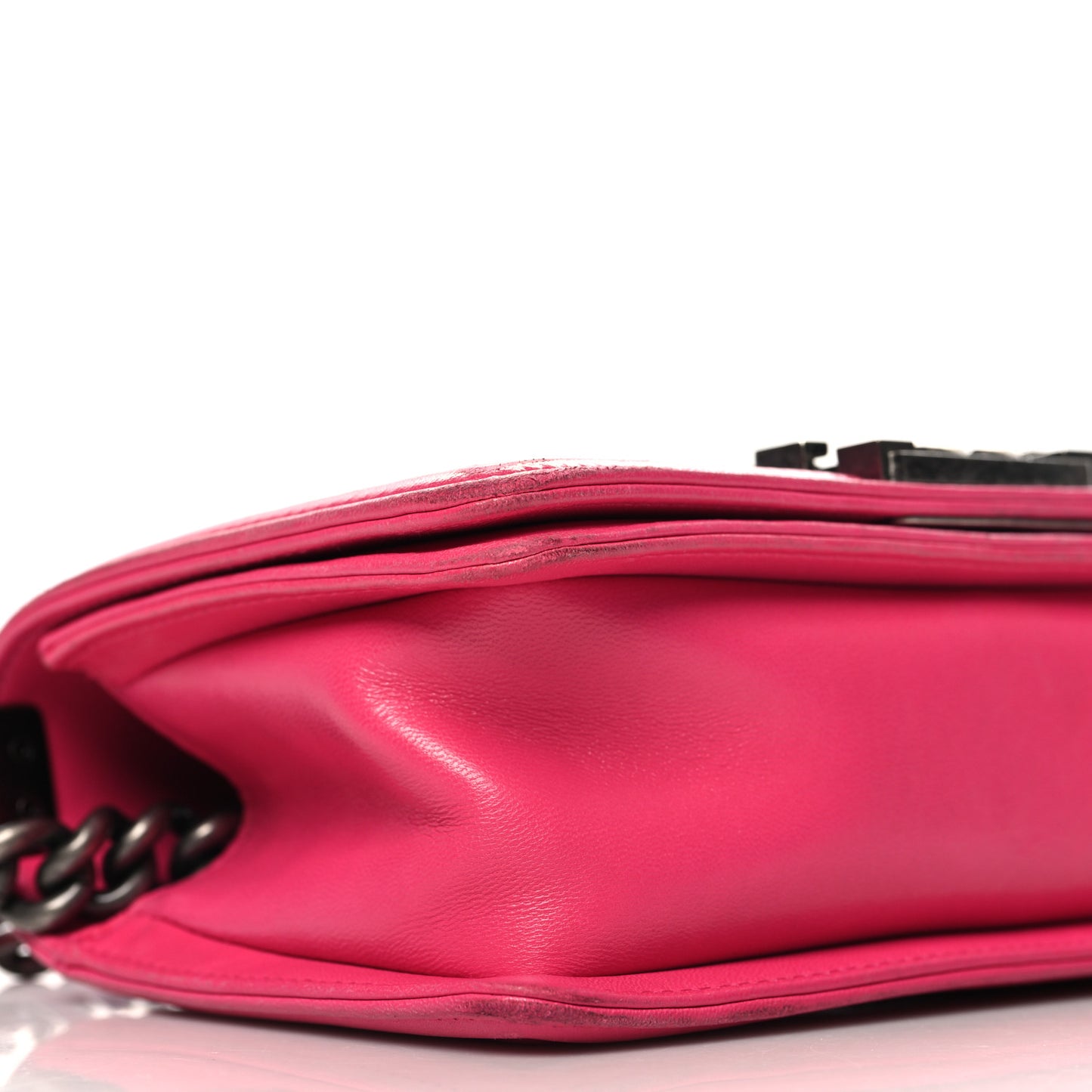 Lambskin Quilted Small Boy Flap Dark Pink