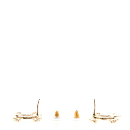 Chanel Crystal Glitter Quilted CC Earrings Light Gold 3 of 5