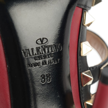 Valentino Garavani Nappa Rockstud Ankle Strap 100mm Pumps 38 Scarlet Black 6 of 6