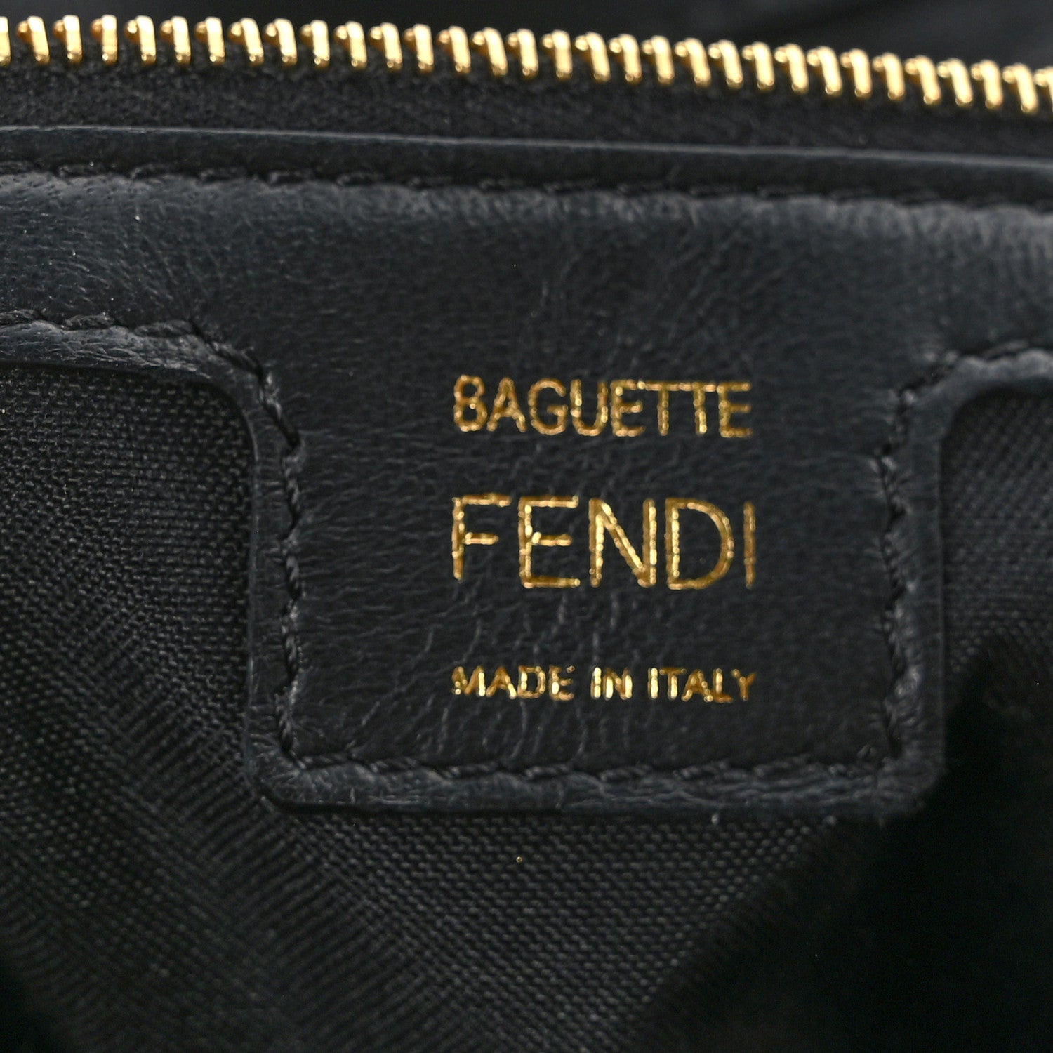 Fendi Nappa FF 1974 Embossed Large Baguette Black 6 of 8