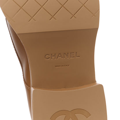 Chanel Calfskin Velvet CC Cap Toe Boots 39.5 Beige Black 6 of 8