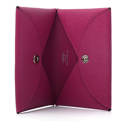 Hermes Epsom Calvi Card Case Rose Pourpre 5 of 6