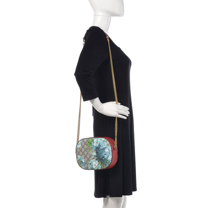 Gucci GG Supreme Monogram Blooms Mini Chain Shoulder Bag Beige Blue Navy Hibiscus Red 2 of 10
