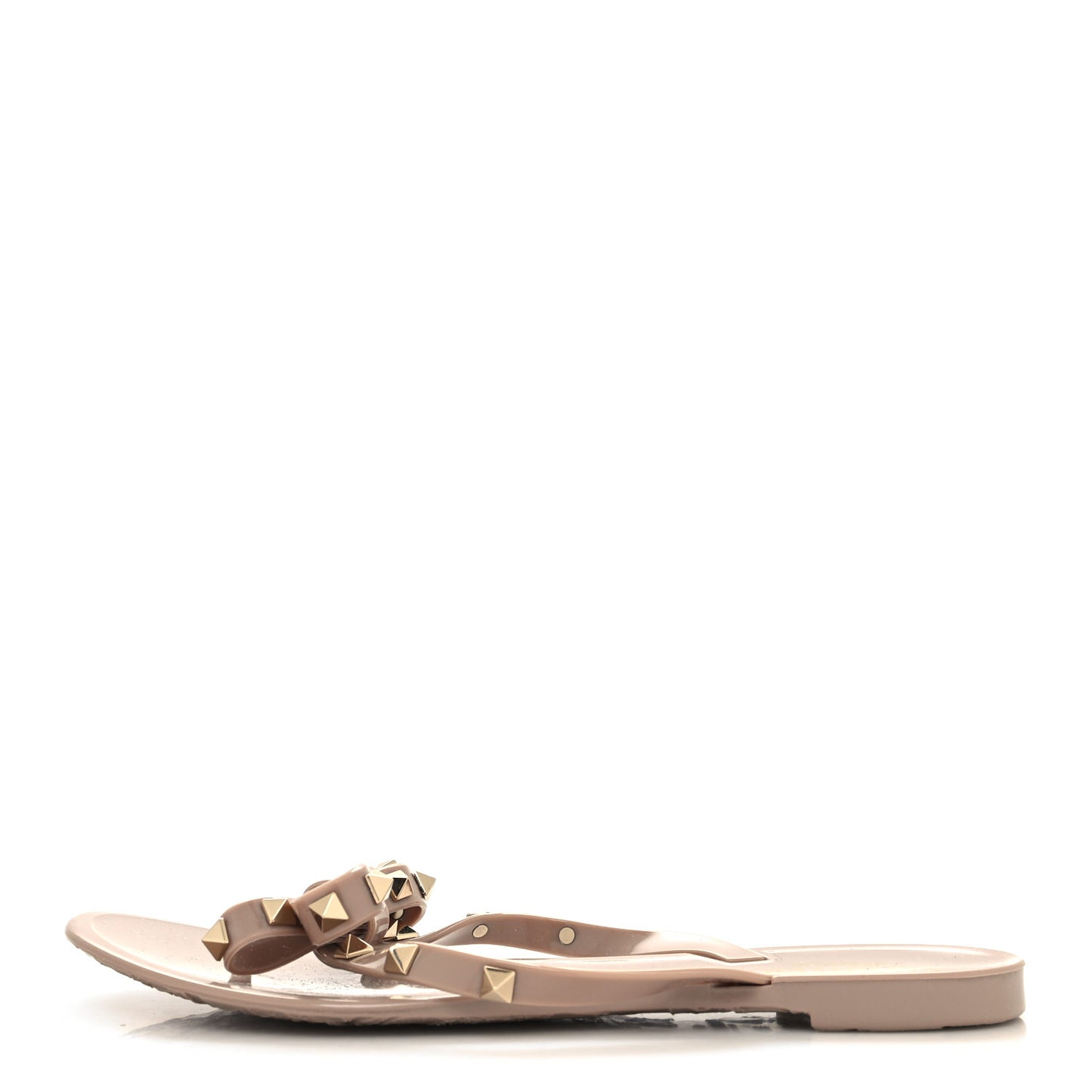 PVC Jelly Rockstud Bow Thong Sandals 39 Poudre