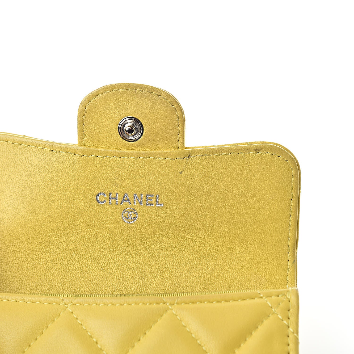 Chanel Lambskin Quilted Flap Card Holder Yellow 9 of 20