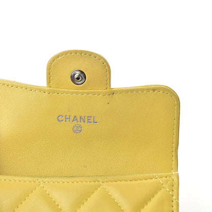Chanel Lambskin Quilted Flap Card Holder Yellow 9 of 20