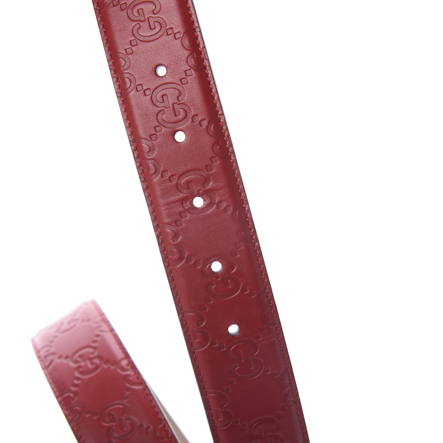 Gucci Guccissima Signature Interlocking G 37mm Belt 95 38 Hibiscus Red 4 of 5